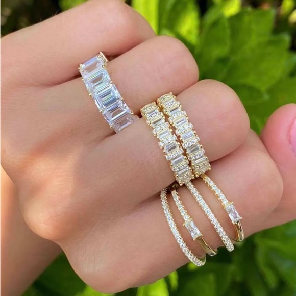 Adina Eden Baguette Eternity Band in CZ/Gold - Picture 2 of 9